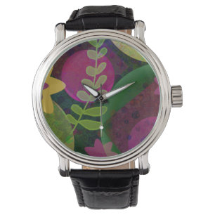 Colorful Modern Abstract Art Botanical Floral Watch