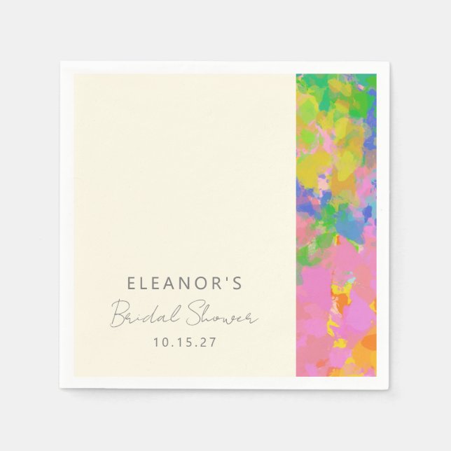 Colorful Modern Abstract Art Bridal Shower Custom Napkins (Front)