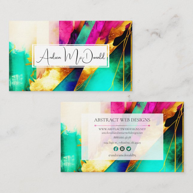 Colorful Modern Abstract Art Business Card (Front/Back)