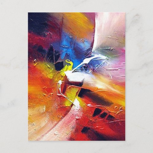 Colorful Modern Abstract Art Painting Template Postcard