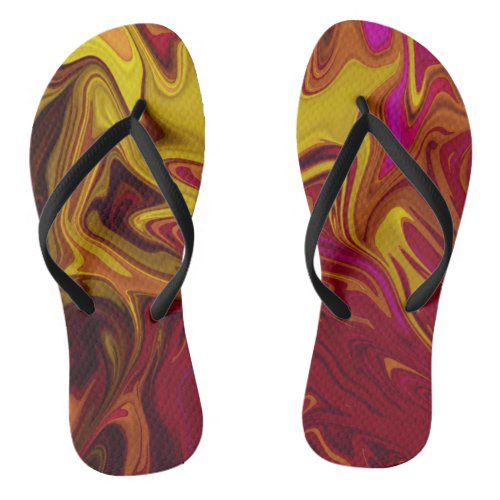Colorful Modern Abstract Art  pastel oil canvas Flip Flops