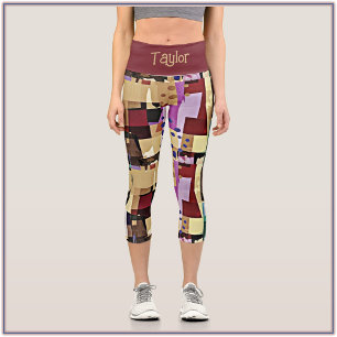 Colorful Modern Abstract Art Pattern Capri Leggings