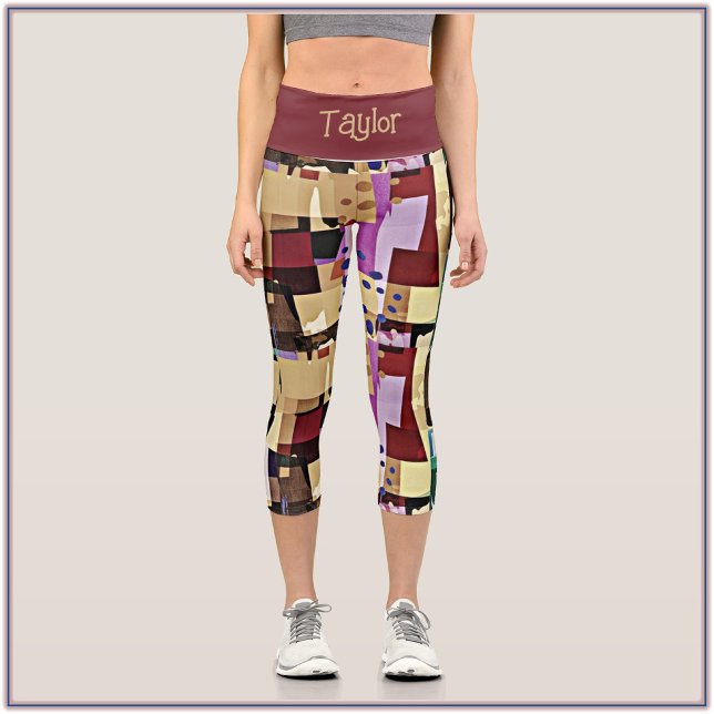 Colorful Modern Abstract Art Pattern Capri Leggings (Creator Uploaded)