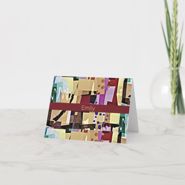 Colorful Modern Abstract Art Pattern Note Card (Front)
