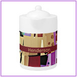 Colorful Modern Abstract Art Pattern Teapot<br><div class="desc">Colorful abstract artsy beige and dark red pattern design.</div>