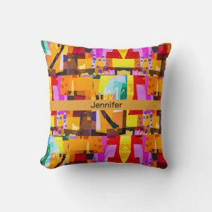 Colorful Modern Abstract Art Pattern Throw Pillow
