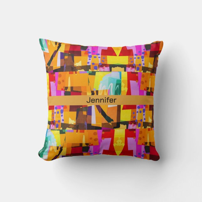 Colorful Modern Abstract Art Pattern Throw Pillow (Front)