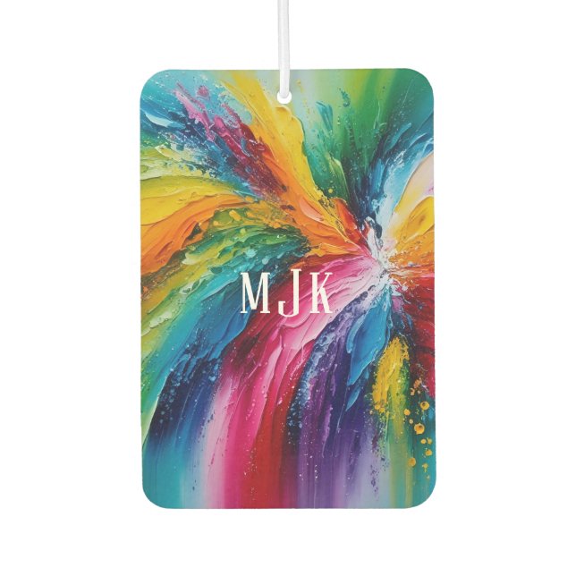 Colorful Modern Abstract Art Personalized Monogram Air Freshener (Front)