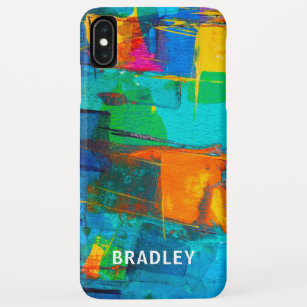 Colorful Modern Abstract Art Personalized Name iPhone XS Max Case