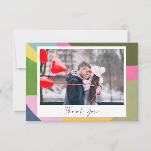 Colorful Modern Abstract Art Photo Wedding  Thank You Card