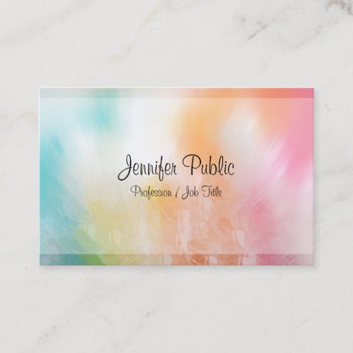 Colorful Modern Abstract Art Trendy Elegant Design Business Card