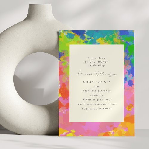 Colorful Modern Abstract Art Unique Bridal Shower Invitation
