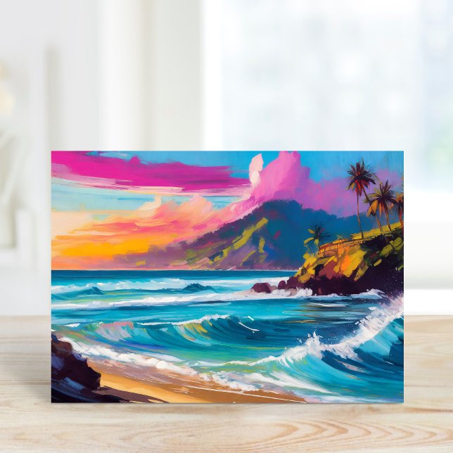 Colorful Modern Abstract Beach Landscape Card (Creator Uploaded)