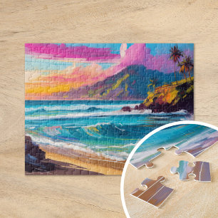 Colorful Modern Abstract Beach Landscape Jigsaw Puzzle