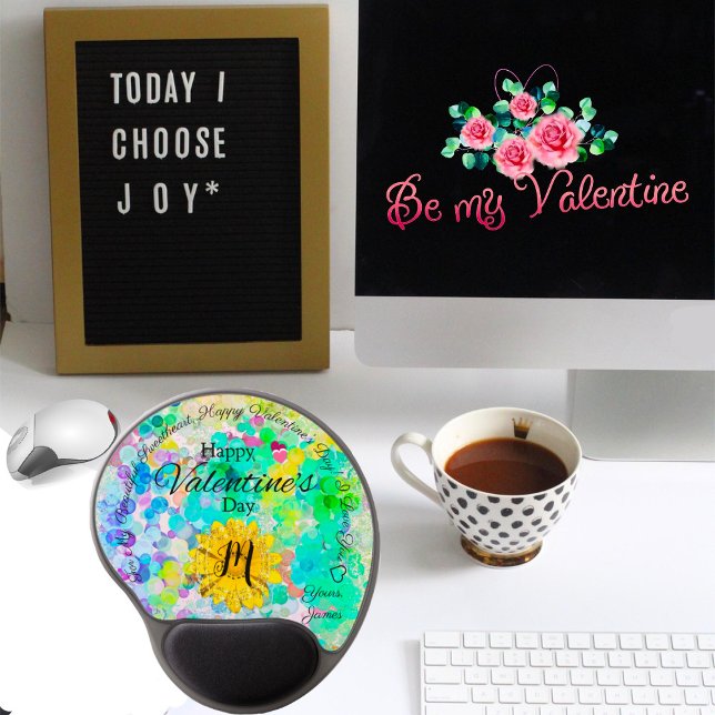 Colorful Modern Abstract Bokeh Monogram Sunflower  Gel Mouse Pad (Creator Uploaded)