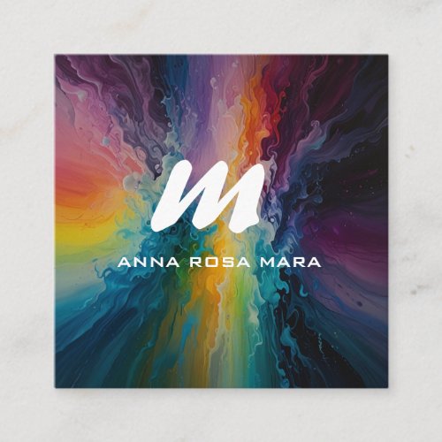*~* Colorful Modern Abstract Bold AP93  QR  Square Business Card