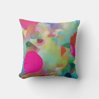 Colorful Modern Abstract Color Flowers Throw Pillow