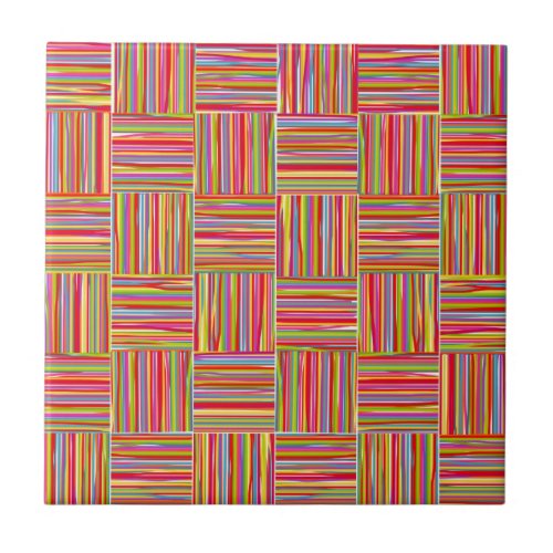 Colorful modern abstract crosshatch pattern ceramic tile