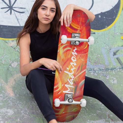 Colorful Modern Abstract Custom Personalized Name Skateboard