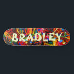 Colorful Modern Abstract Custom Personalized Name Skateboard<br><div class="desc">Colorful Modern Abstract Custom Personalized Name Skateboard features your personalized name in modern typography on a colorful abstract background. Personalize by editing the text in the text box provided. Give a custom made gift, personalized skateboard to your favorite skateboarder for Christmas, birthday or your BFF. Designed by ©Evco Studio www.zazzle.com/store/evcostudio...</div>