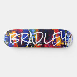Colorful Modern Abstract Custom Personalized Name Skateboard