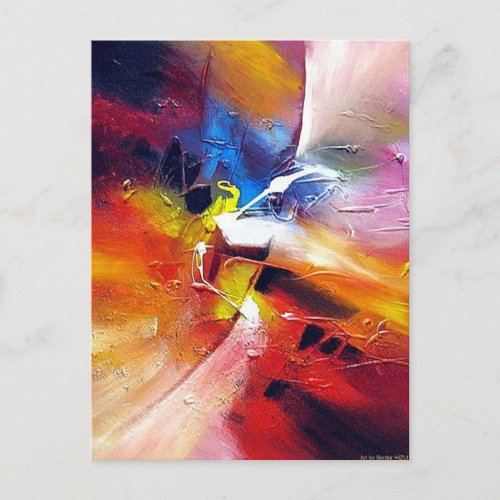 Colorful Modern Abstract Expressionism Painting Postcard
