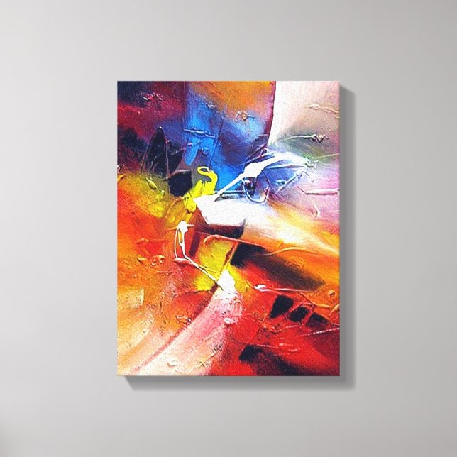 Colorful Modern Abstract Expressionist Style Art Canvas Print (Front)