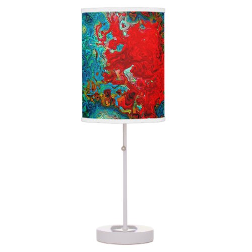 Colorful Modern Abstract Fluid Art in Motion Table Lamp