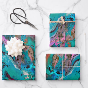 Colorful Modern Abstract Fluid Art Painting Wrapping Paper Sheets