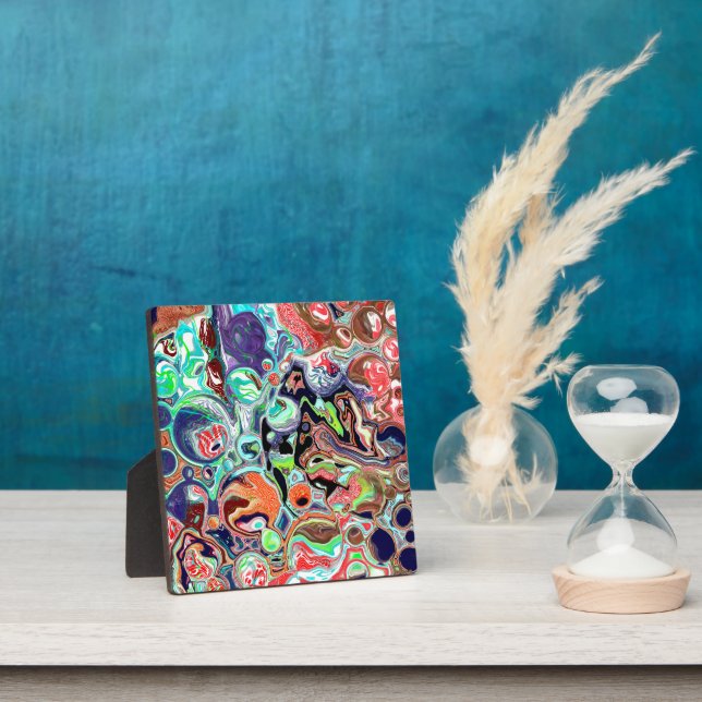 Colorful modern Abstract Fluid Art Plaque (Insitu)