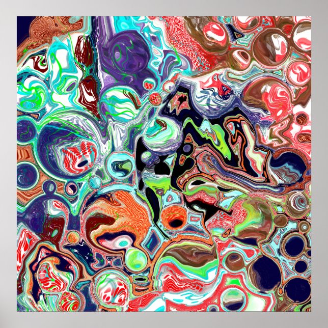 Colorful modern Abstract Fluid Art  Poster (Front)