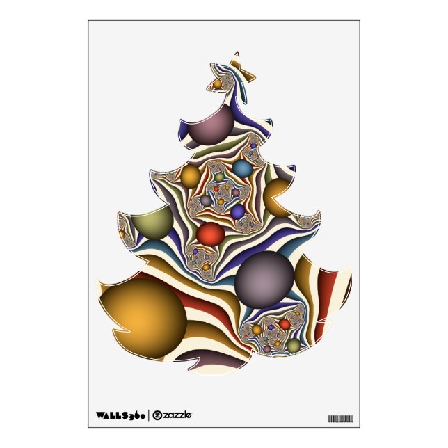 Colorful Modern Abstract Fractal Christmas Tree Wall Decal (Front)