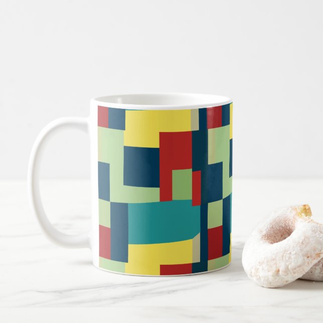 Colorful Modern Abstract Geometric Coffee Mug (With Donut)