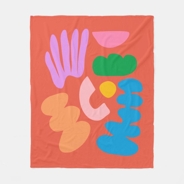 Colorful Modern Abstract Geometric Shapes Artwork  Fleece Blanket (Front)