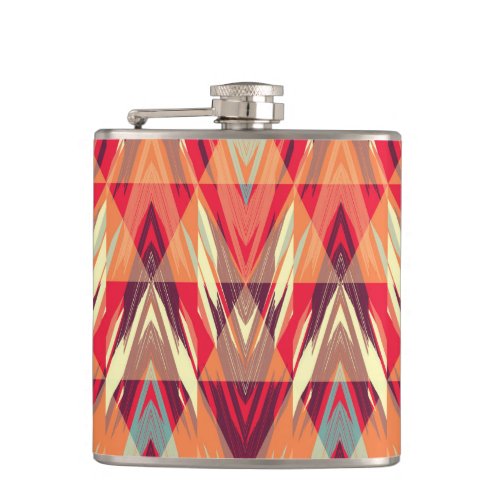 Colorful Modern Abstract Geometric Tribal Pattern Flask
