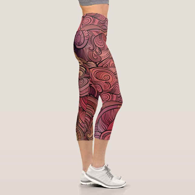 Colorful Modern Abstract Girly Pattern Capri Leggings (Right)