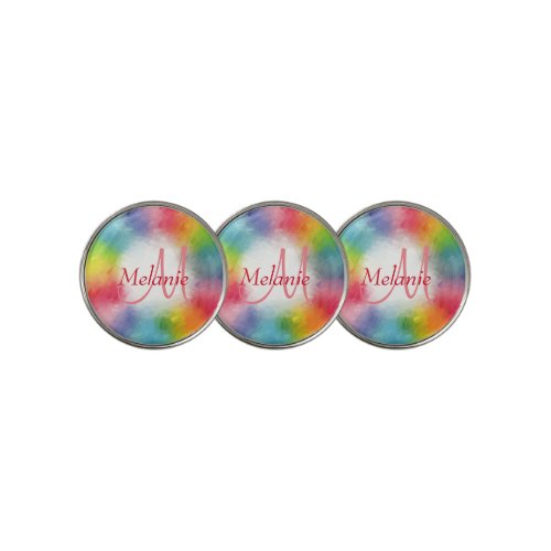 Colorful Modern Abstract Monogram Template Custom Golf Ball Marker