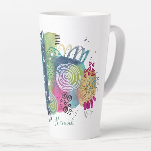 Colorful Modern Abstract Original Art Fun Add Name Latte Mug