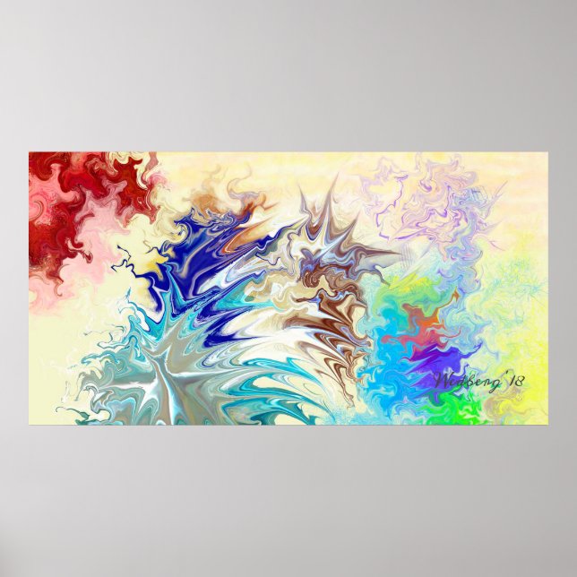 Colorful Modern Abstract Original Art Poster (Front)