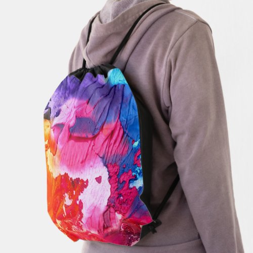 Colorful Modern Abstract Paint All_Over_Print Drawstring Bag