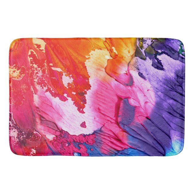 Colorful Modern Abstract Paint Bath Mat (Front)