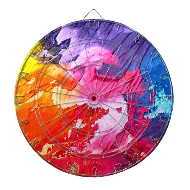 Colorful Modern Abstract Paint Dart Board (Front)