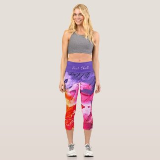 Colorful Modern Abstract Paint Just Chill Capri Leggings