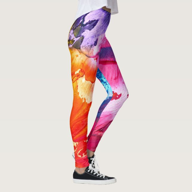Colorful Modern Abstract Paint Leggings (Right)