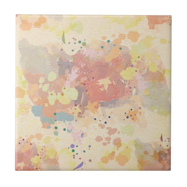 Colorful Modern Abstract Paint Splash Ceramic Tile (Front)
