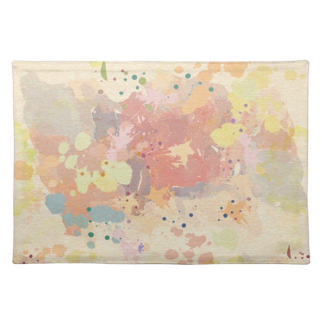 Colorful Modern Abstract Paint Splash Cloth Placemat (Front)
