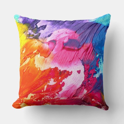 Colorful Modern Abstract Paint Throw Pillow