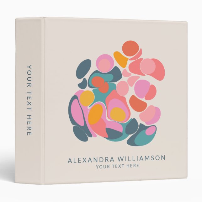 Colorful Modern Abstract Personalized School Name 3 Ring Binder (Front/Spine)