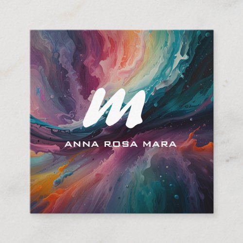 *~* Colorful Modern Abstract QR Bold AP93  Square Business Card