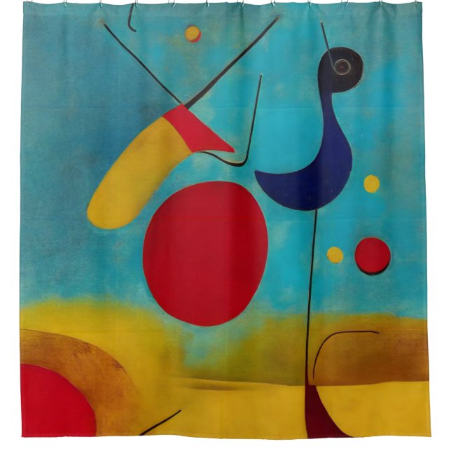 Colorful Modern Abstract Road Runner Shower Curtain (Front)